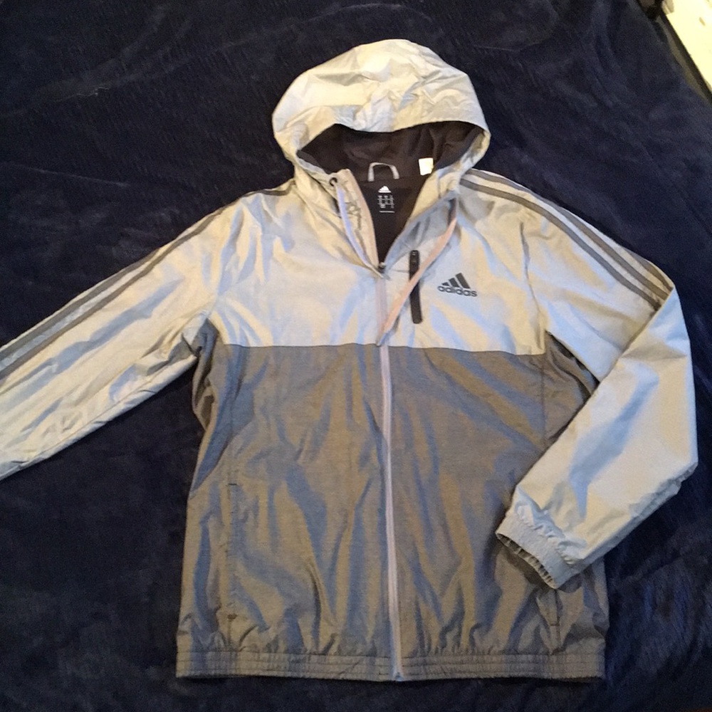 Light and dark grey adidas rain jacket worn once